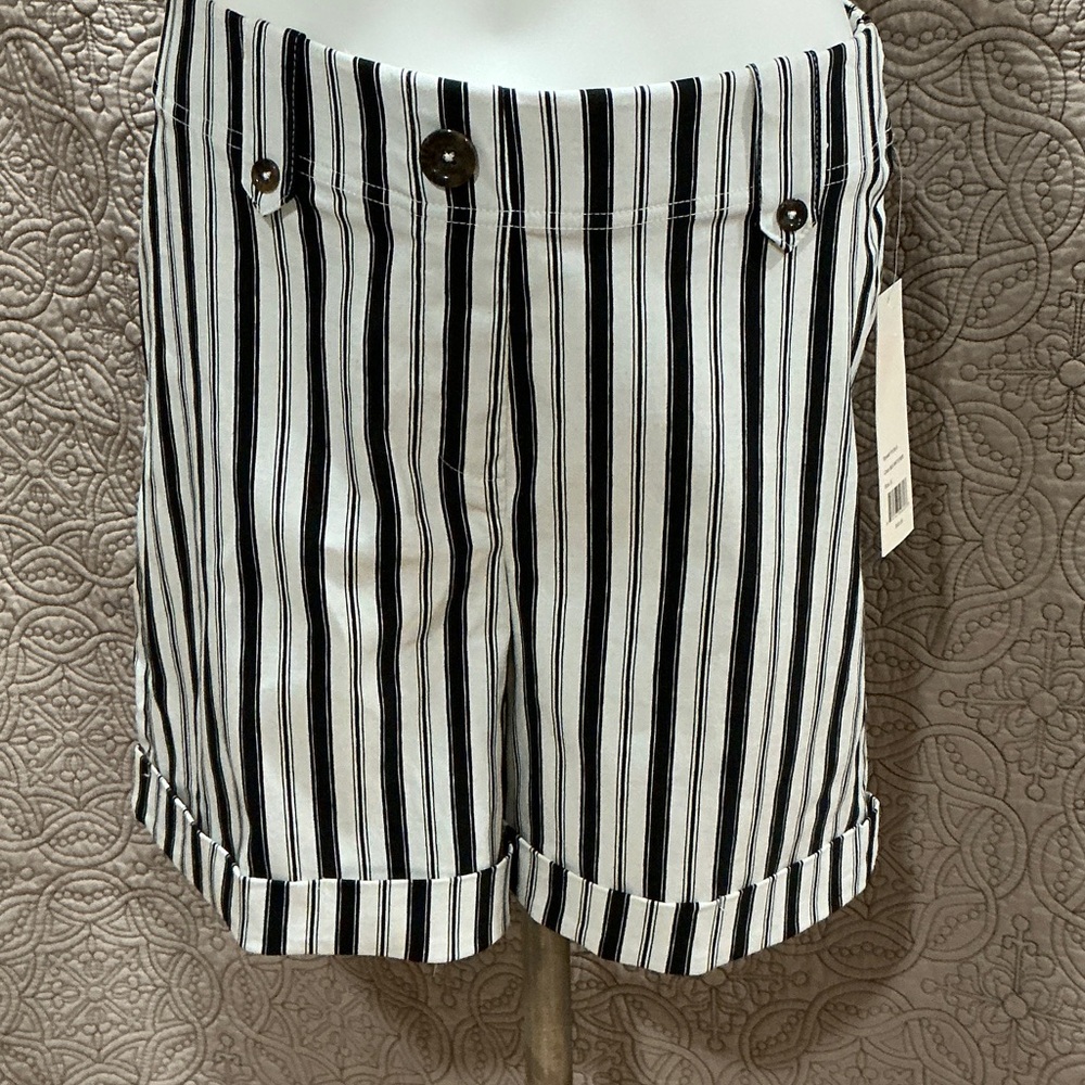 Elegant Striped High Waist Women's Shorts
